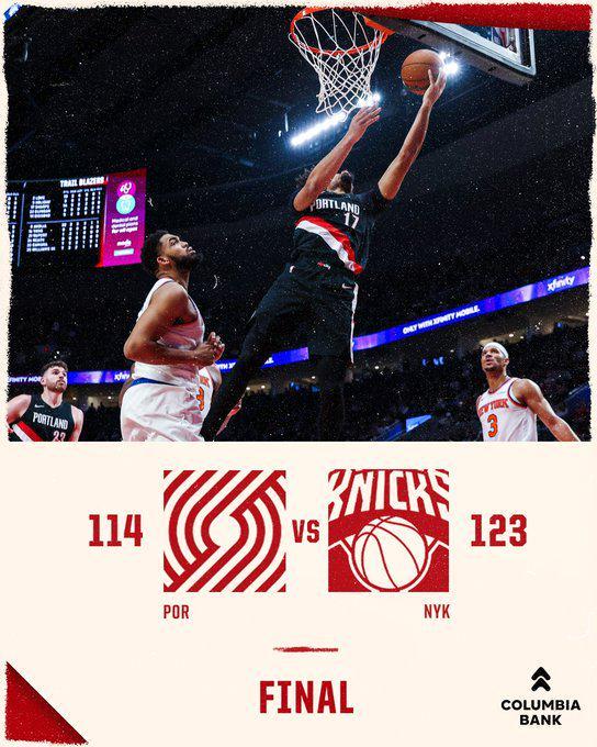 開(kāi)拓者不敵尼克斯結(jié)束5連勝 阿夫迪亞傷退楊瀚森DNP